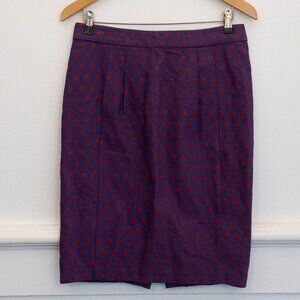 Fossil Women’s Skirt Size 8 Purple Red Geometric Print Cotton Blend Workwear